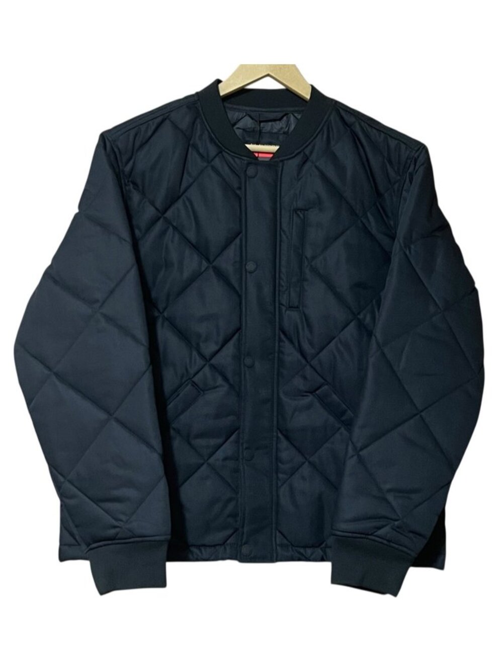 Banana Republic Quilted Bomber Jacket M Black Snap Zip Insulated Pockets NWT